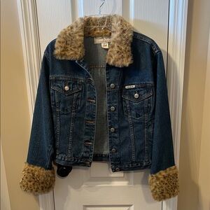 Denim Jacket with Faux Fur Trim